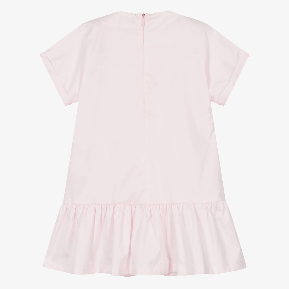 Il Gufo - Girls Pink Floral Cotton Poplin Dress | Childrensalon Outlet