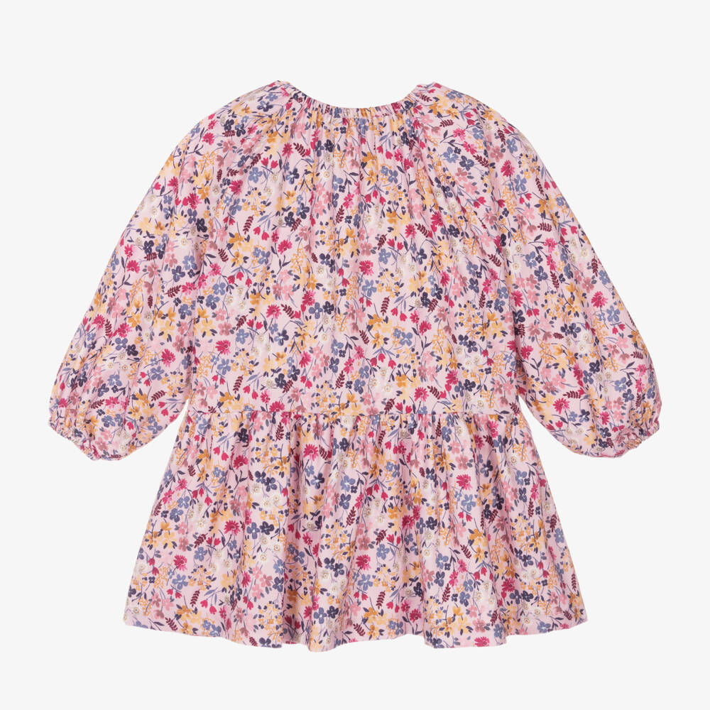 إيل غوفو-فستان بنات بطبعة ورود فيسكوز لون زهري | Childrensalon Outlet