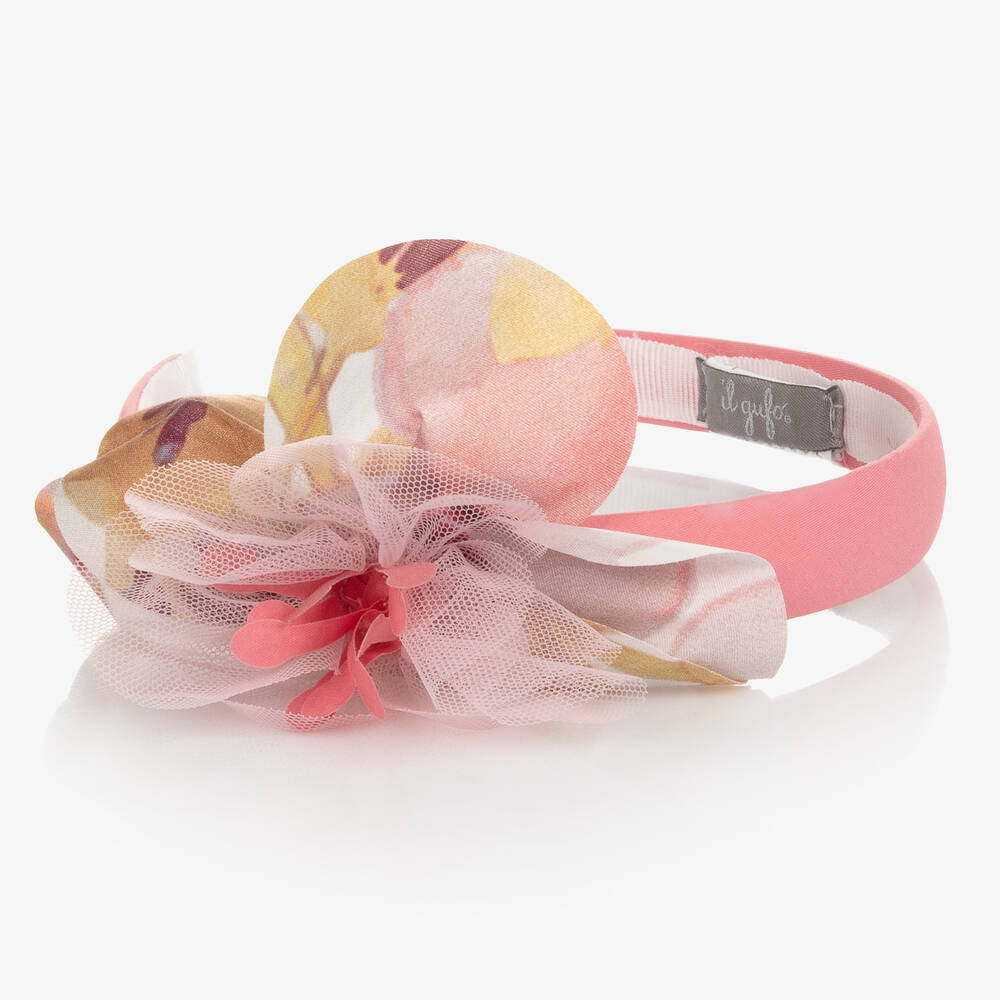 Il Gufo-Girls Pink Flower Hairband | Childrensalon Outlet