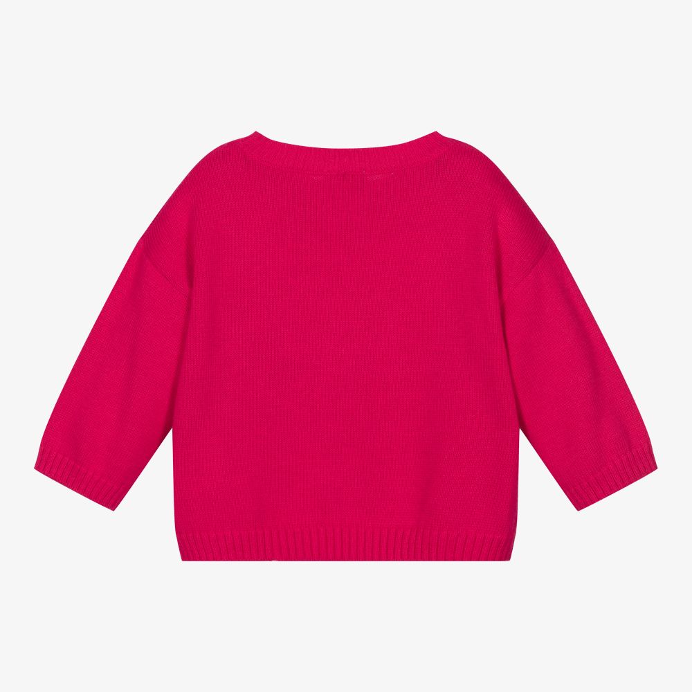 إيل غوفو-كنزة قطن عضوي محبوك لون زهري فيوشيا للبنات | Childrensalon Outlet