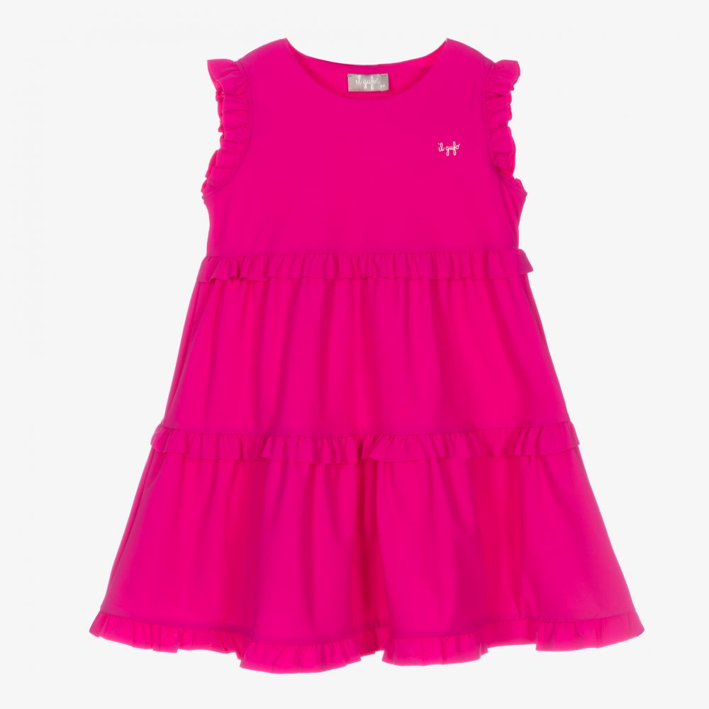 Il Gufo - Girls Pink Frill Dress  | Childrensalon