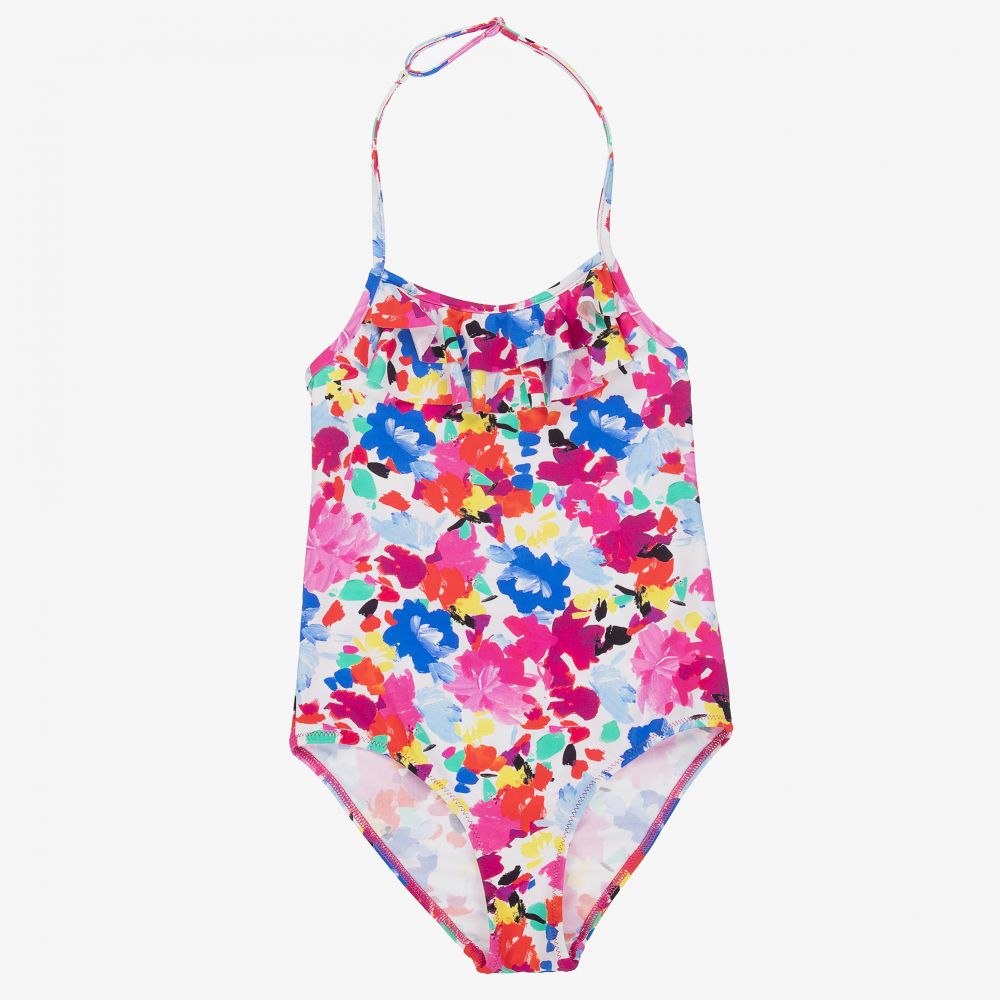 Il Gufo - Girls Pink Frill Swimsuit | Childrensalon