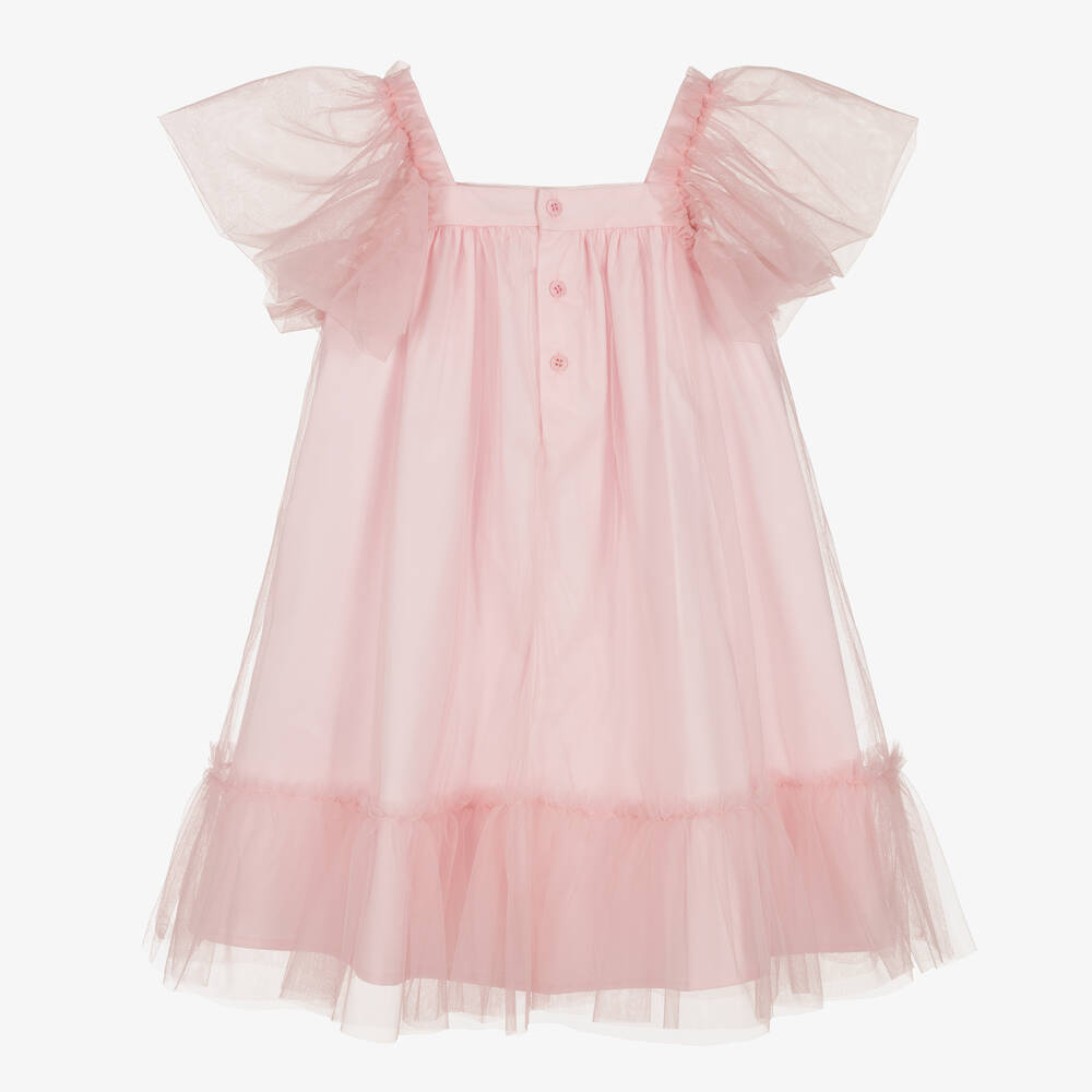 Il Gufo - Girls Pink Frill Tulle Dress | Childrensalon Outlet