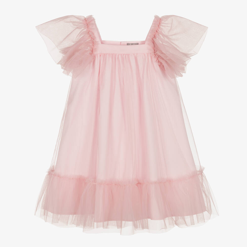 Il Gufo - Girls Pink Frill Tulle Dress | Childrensalon