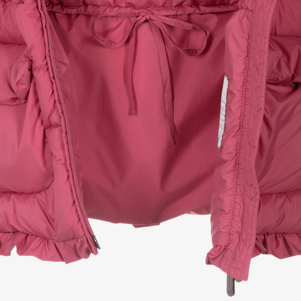 Il Gufo-Girls Pink Frilled Hooded Coat | Childrensalon Outlet