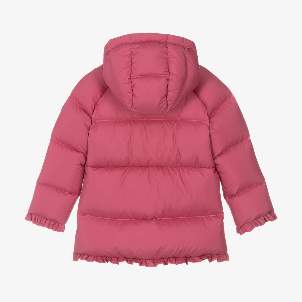 Il Gufo-Girls Pink Frilled Hooded Coat | Childrensalon Outlet