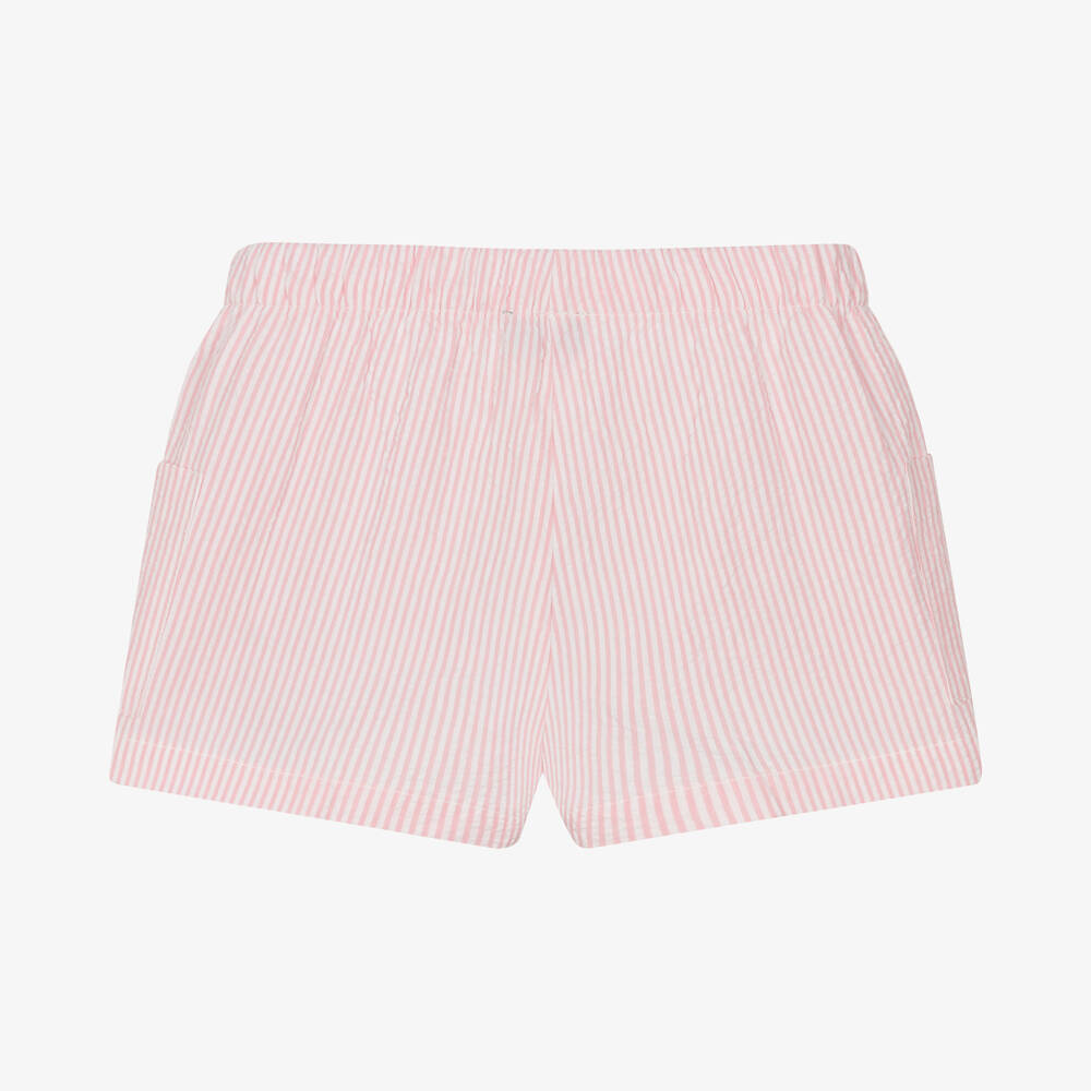 إيل غوفو-شورت قطن سيرسوكر لون زهري للبنات | Childrensalon Outlet