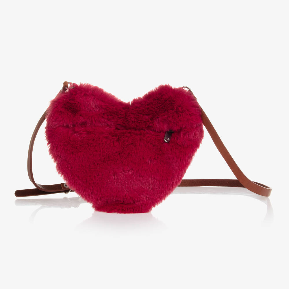 Il Gufo - Girls Pink Heart Shoulder Bag (20cm) | Childrensalon