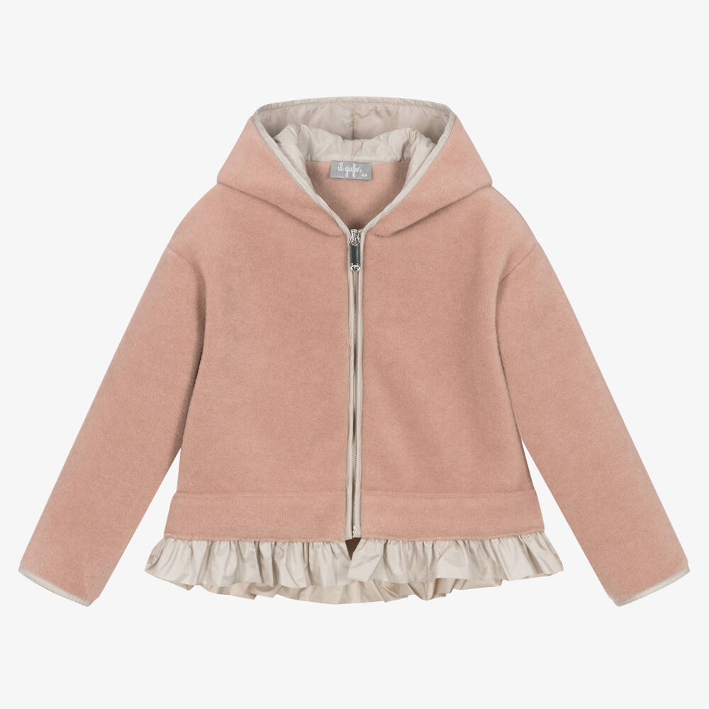Il Gufo-Girls Pink Hooded Fleece Jacket | Childrensalon Outlet