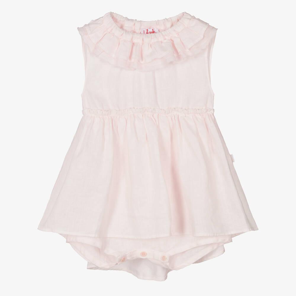 Il Gufo - Robe rose en lin fille | Childrensalon