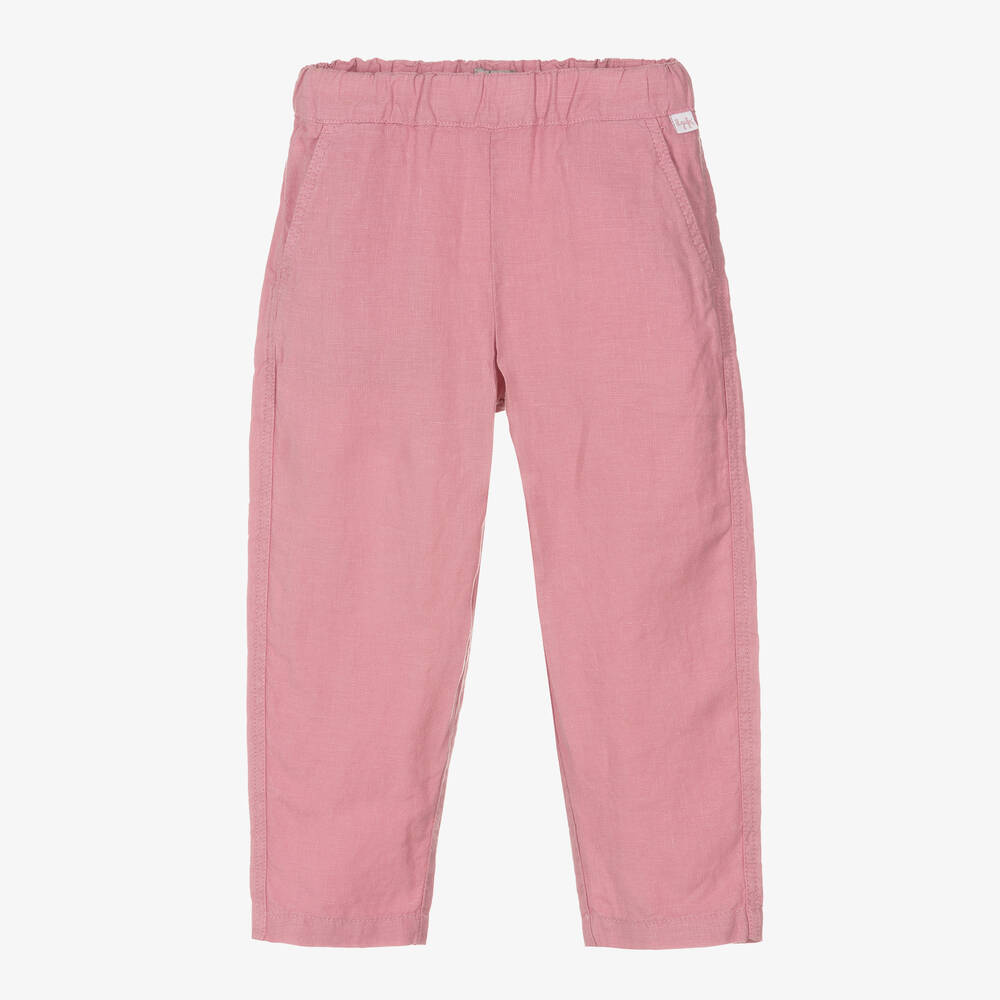 Il Gufo - Girls Pink Linen Trousers | Childrensalon