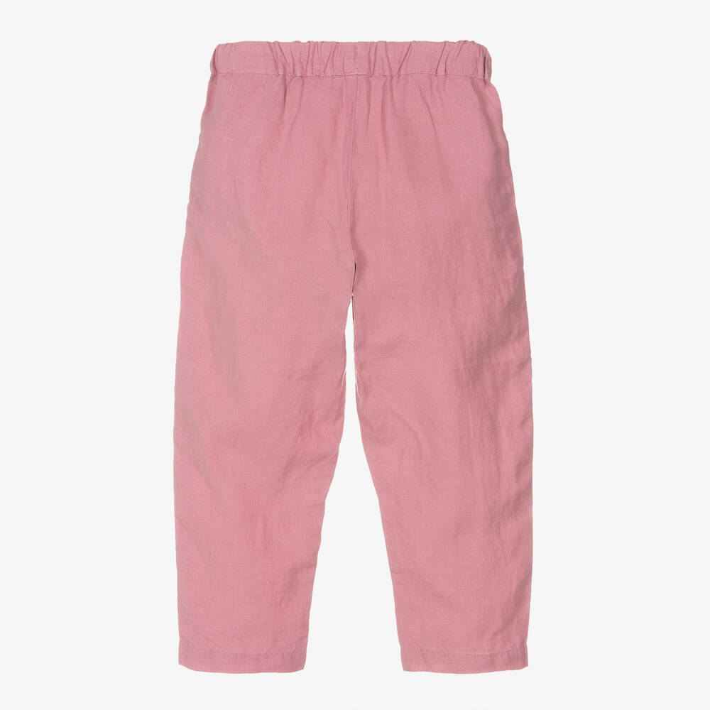 Il Gufo-Розовые льняные брюки для девочек | Childrensalon Outlet