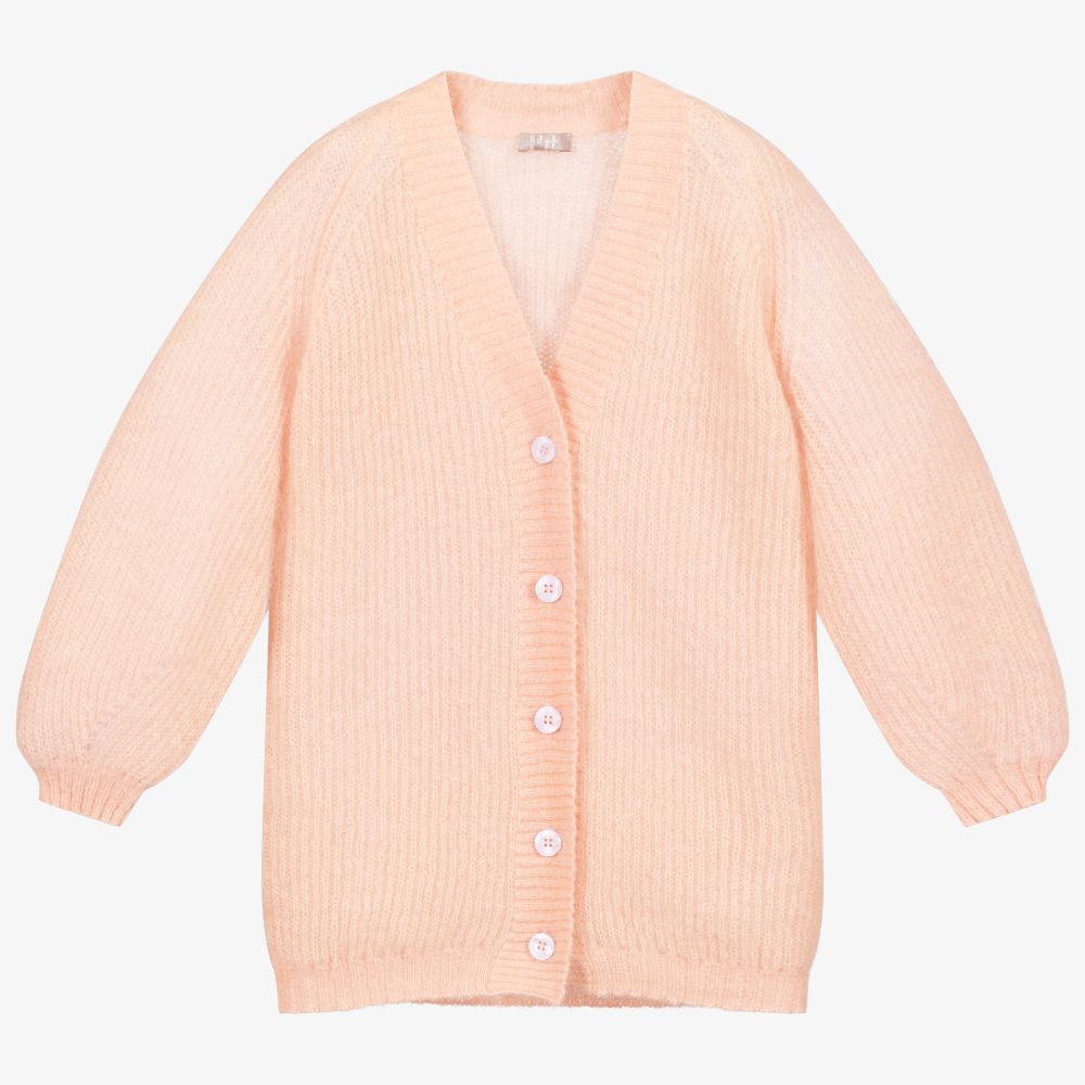 Girls Pink Mohair Cardigan