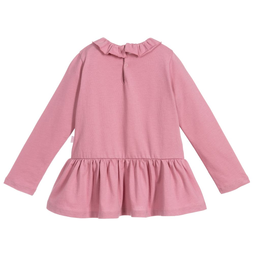 Il Gufo-Girls Pink Ruffle Cotton Top | Childrensalon Outlet