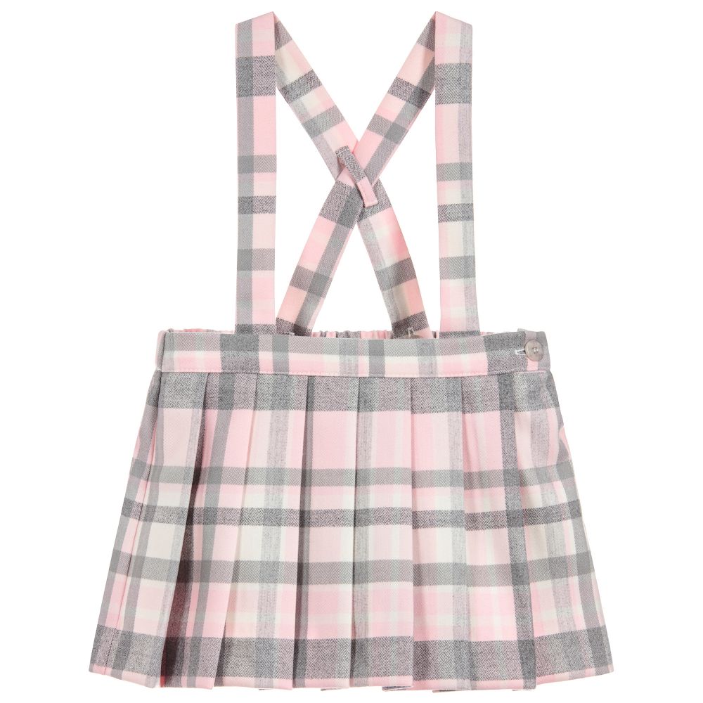 Il Gufo - Girls Pink Tartan Skirt | Childrensalon