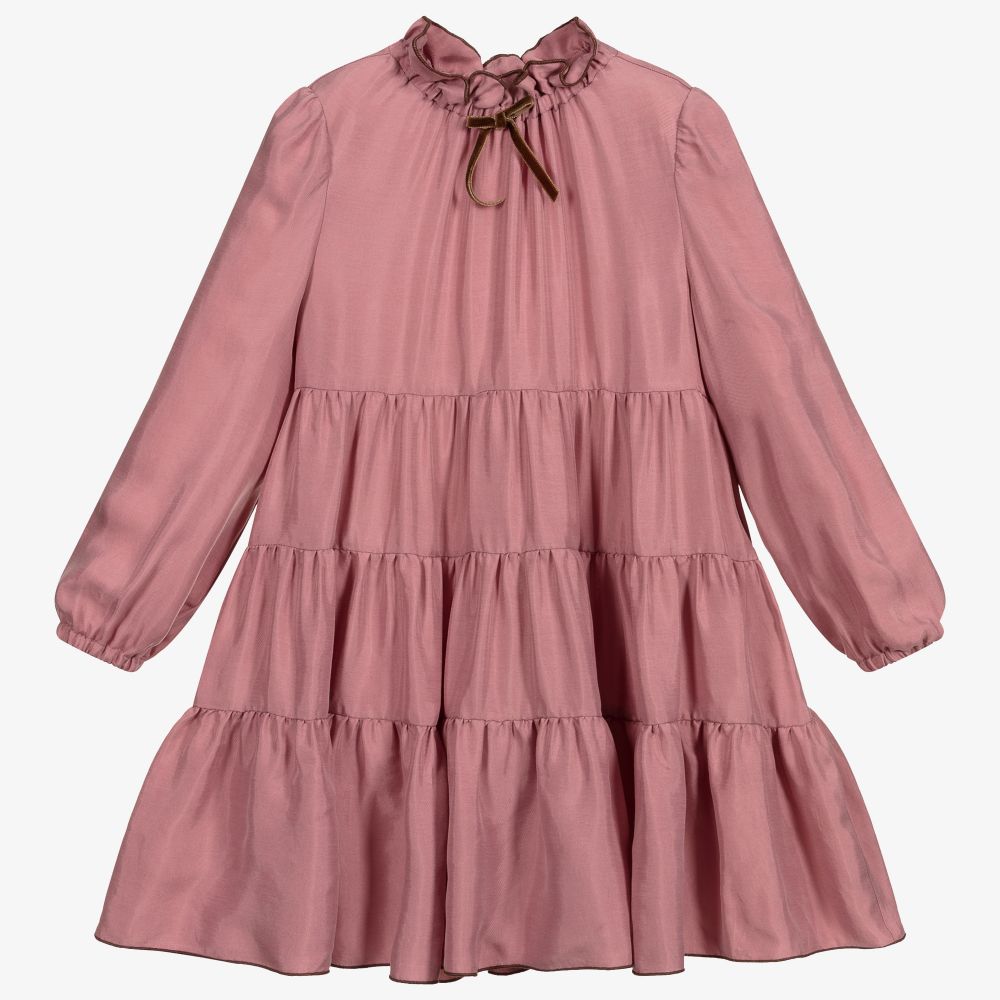 Il Gufo - Girls Pink Tiered Dress | Childrensalon