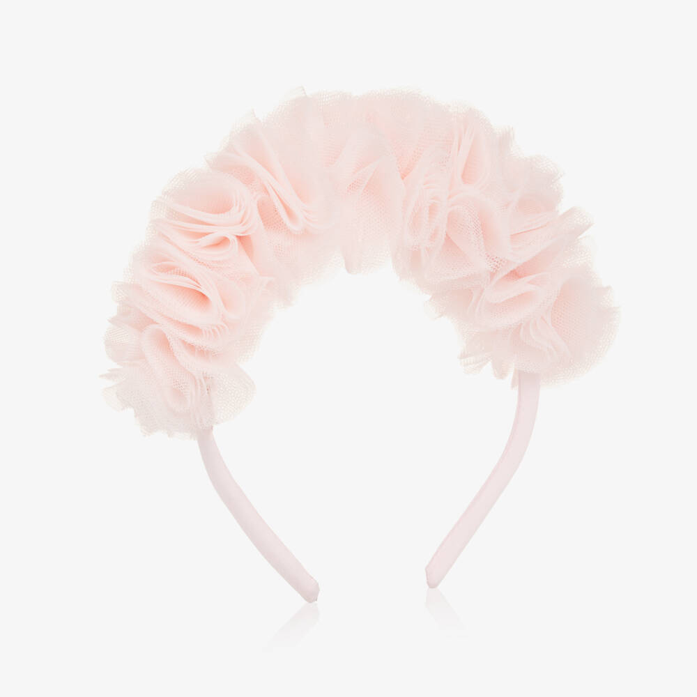 Il Gufo-Girls Pink Tulle Flowers Hairband | Childrensalon Outlet