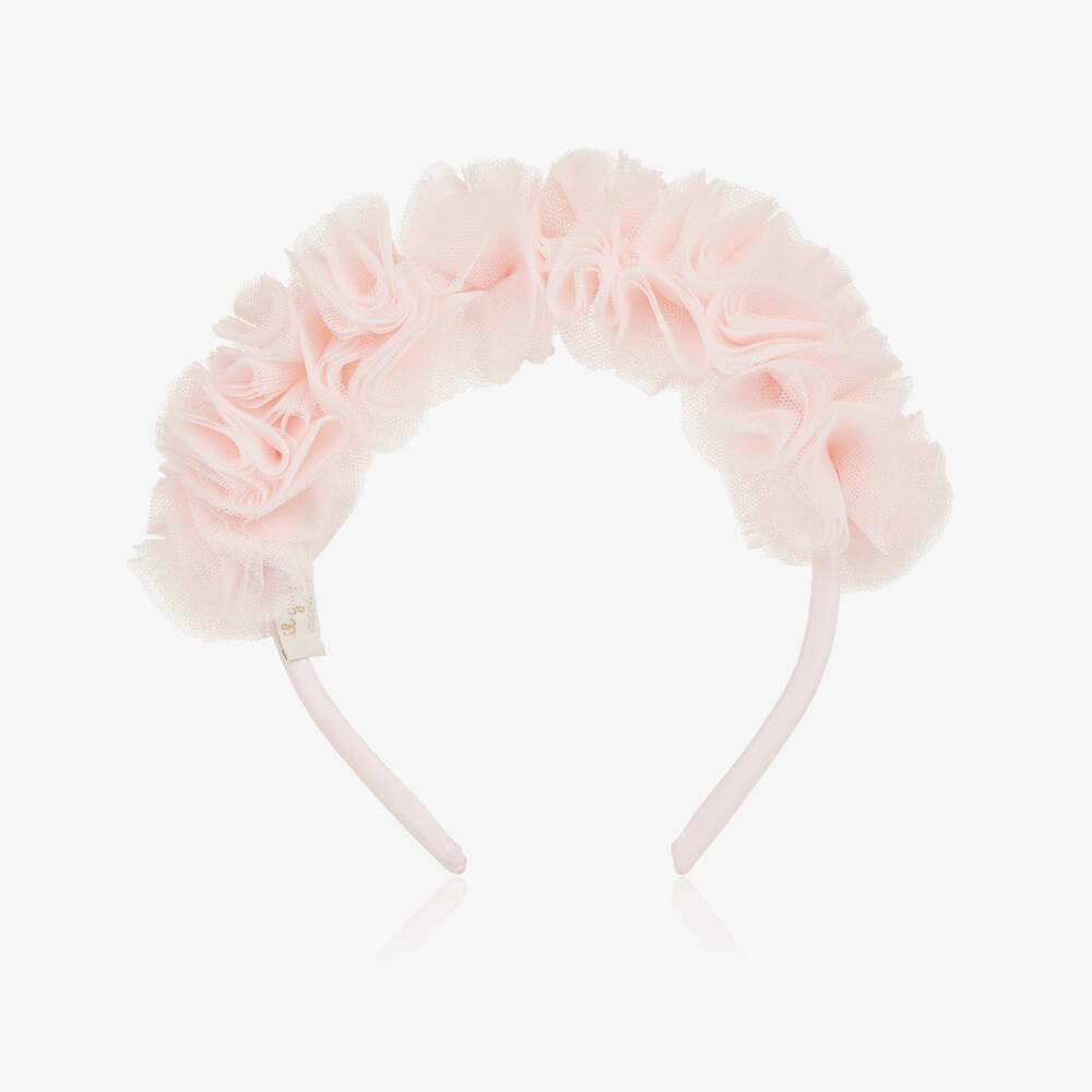 Il Gufo-Girls Pink Tulle Flowers Hairband | Childrensalon Outlet