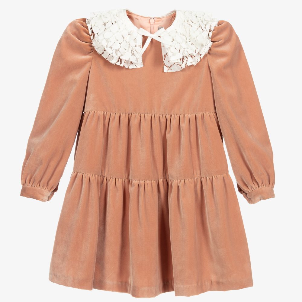 Il Gufo - Rosa Samtkleid (M) | Childrensalon