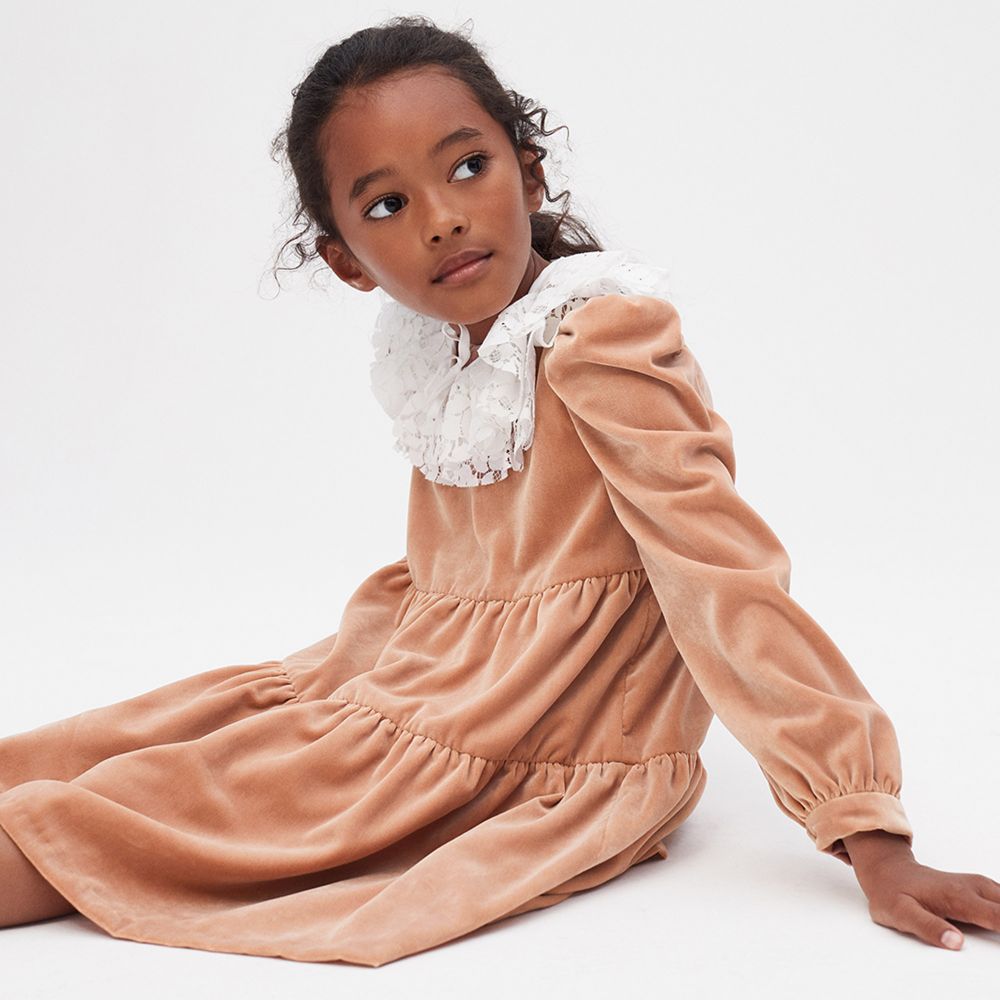 Girls pink discount velvet dress