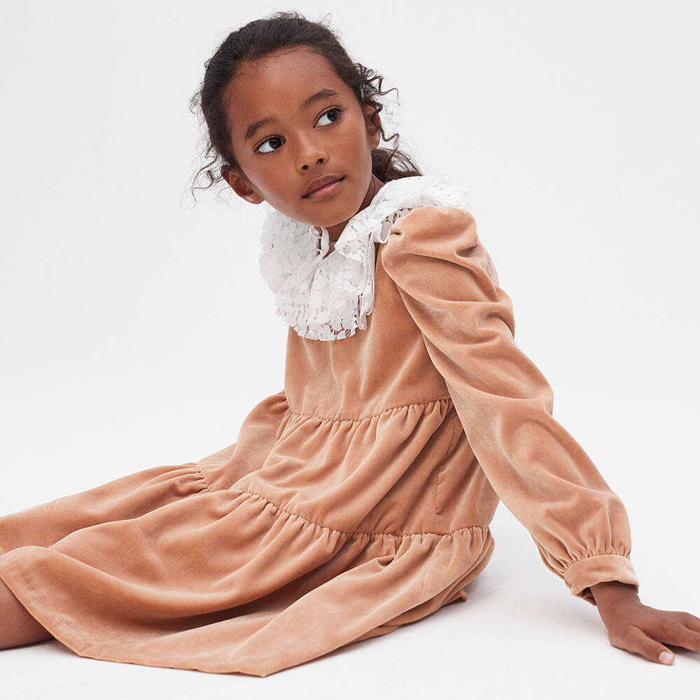 Il Gufo Girls Pink Velvet Dress Childrensalon Outlet
