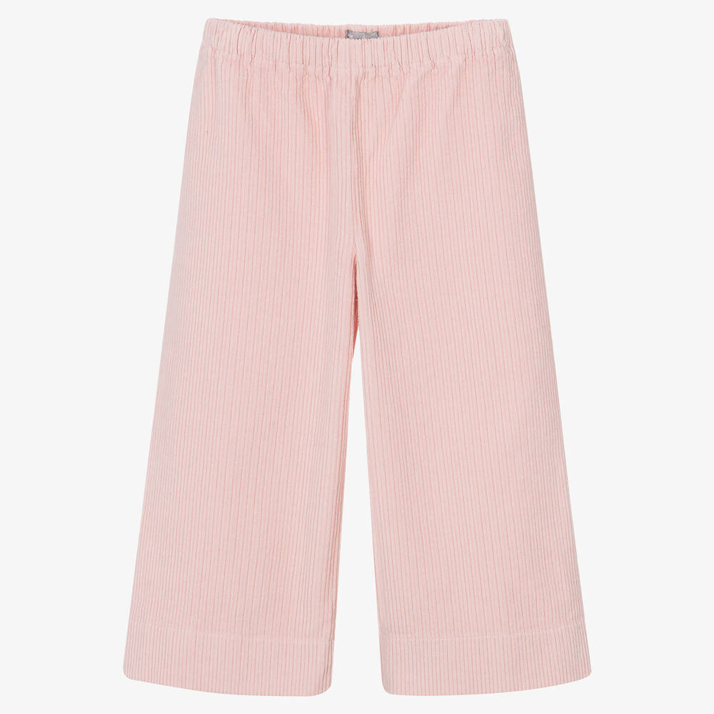 Il Gufo - Girls Pink Wide Leg Corduroy Trousers | Childrensalon