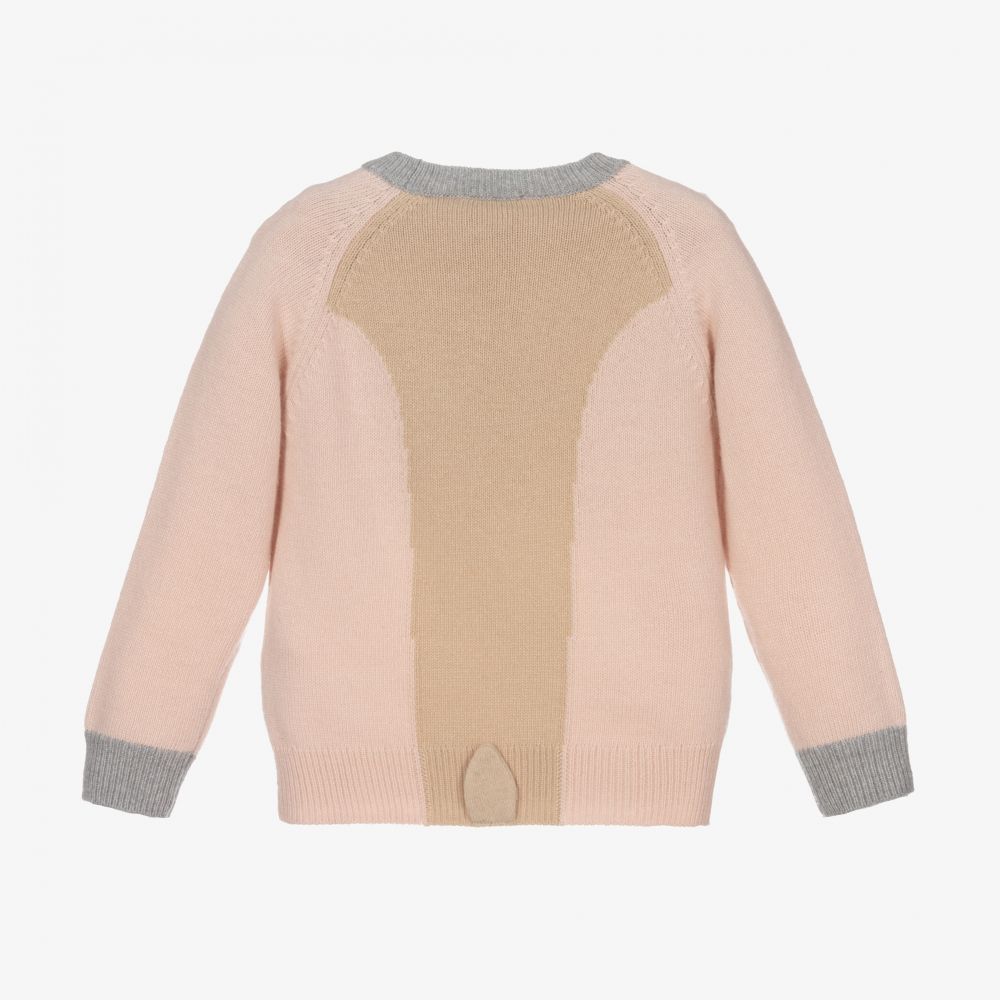 Il Gufo-Girls Pink Wool Deer Sweater | Childrensalon Outlet