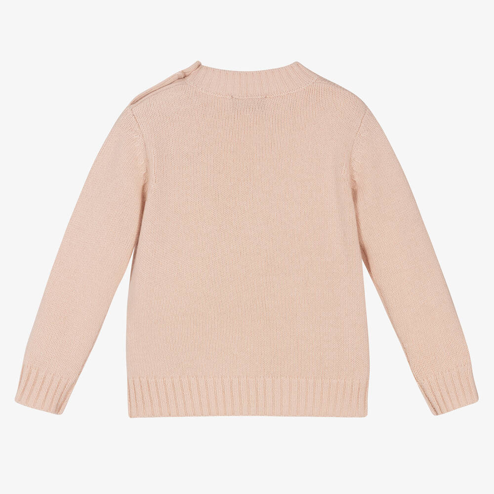 Il Gufo-كنزة صوف محبوك لون زهري للبنات | Childrensalon Outlet