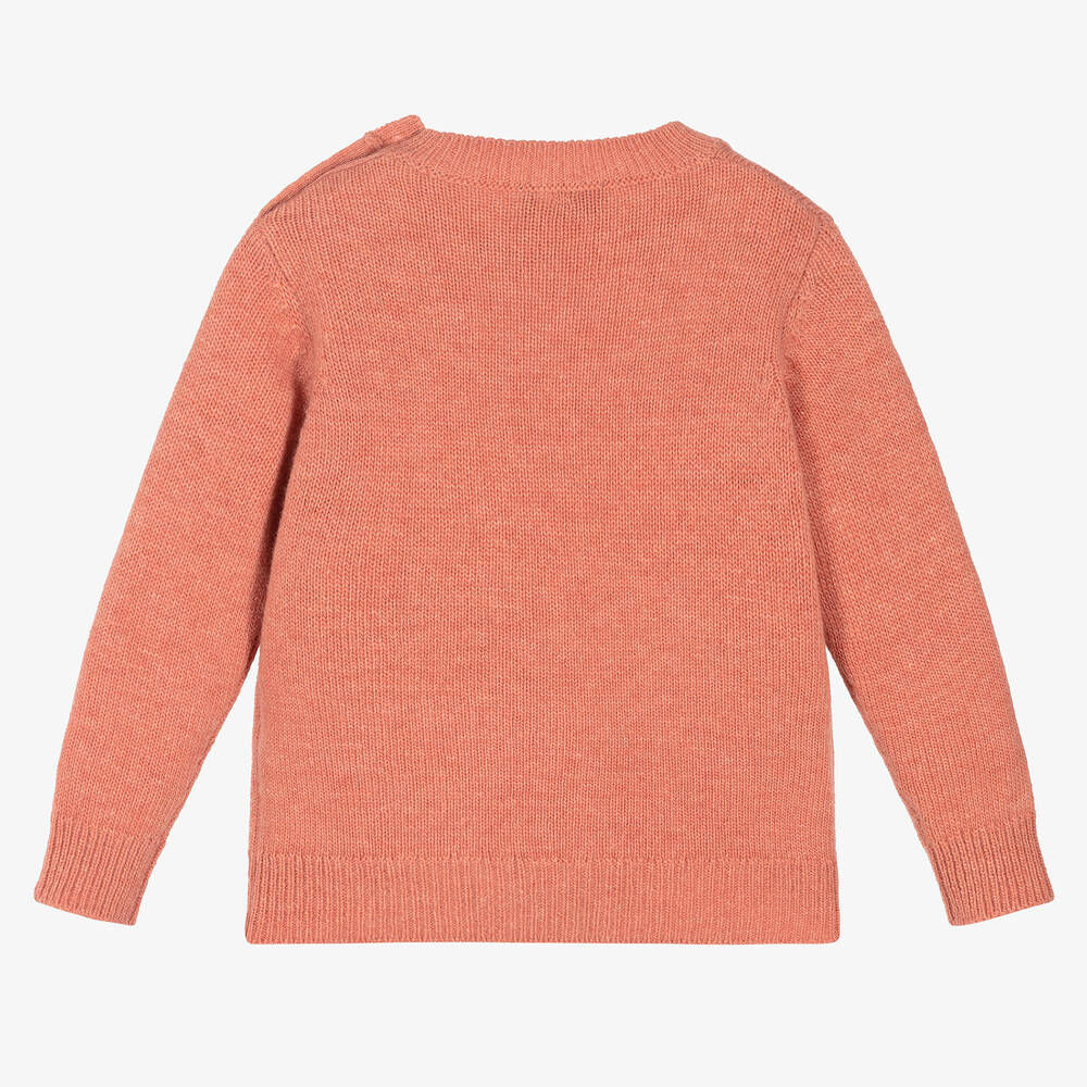 إيل غوفو-كنزة صوف مارينو محبوك لون زهري للبنات | Childrensalon Outlet