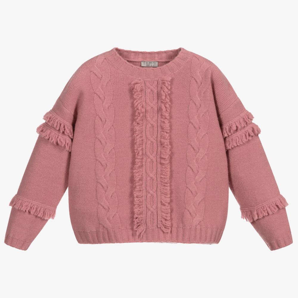 Il Gufo - Girls Pink Wool Sweater | Childrensalon