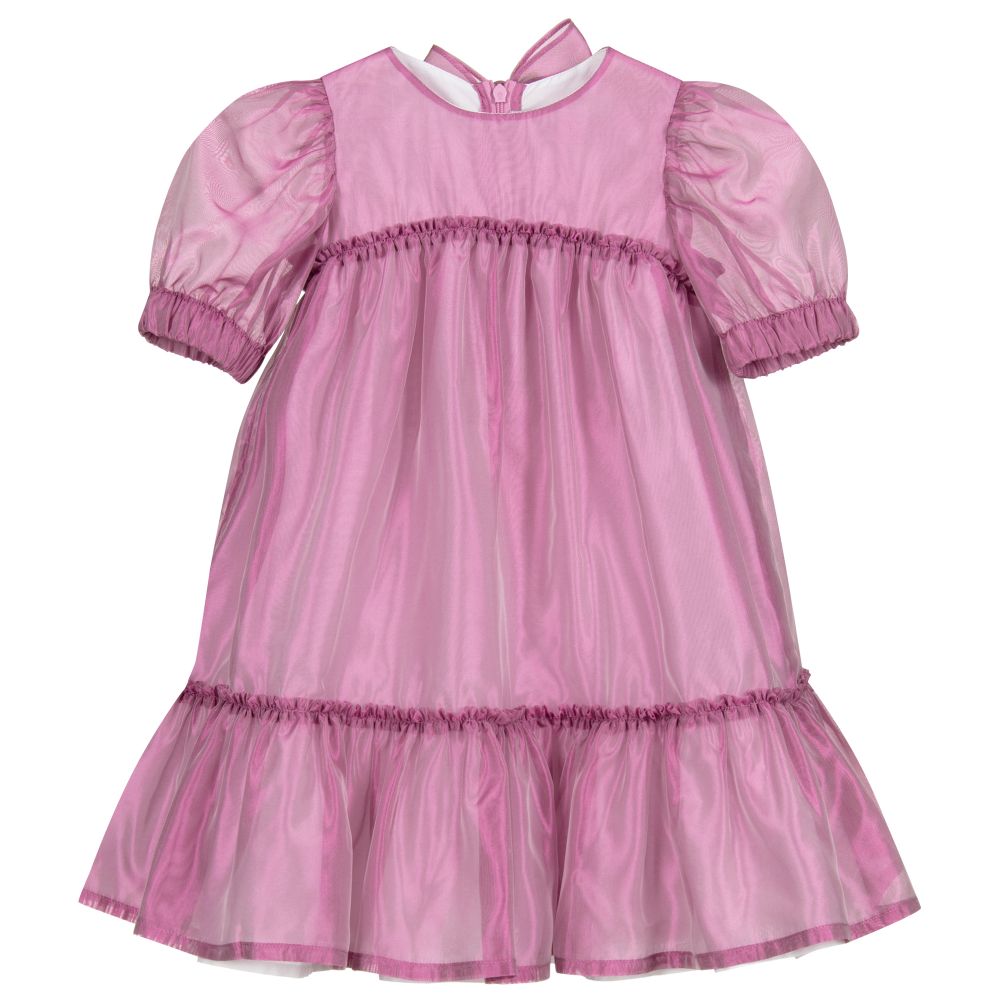 Il Gufo - Girls Purple Silk Dress | Childrensalon