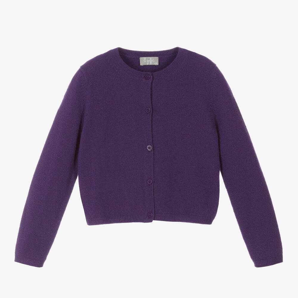 Il Gufo Girls Purple Wool Cardigan Childrensalon Outlet