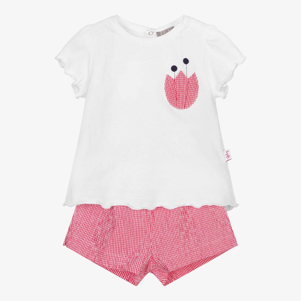 Il Gufo - Ens. short rouge vichy Fille | Childrensalon