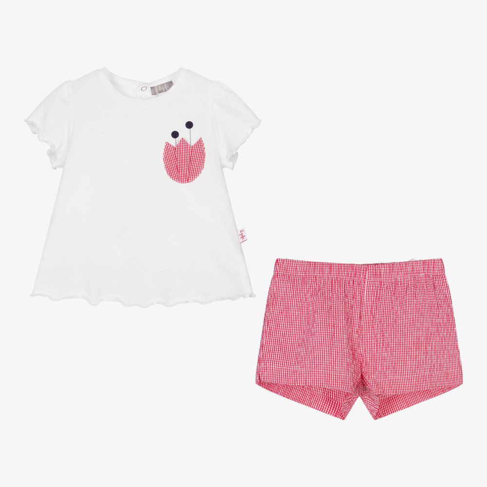 Il Gufo-Топ и красные шорты в клетку для девочек | Childrensalon Outlet