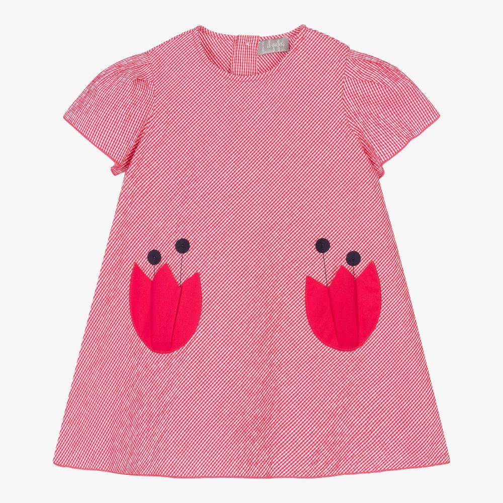 Il Gufo - Robe tulipe rouge vichy Fille | Childrensalon