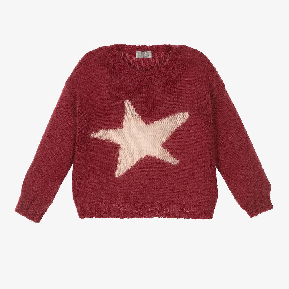 Il Gufo-Girls Red Mohair Star Sweater | Childrensalon Outlet
