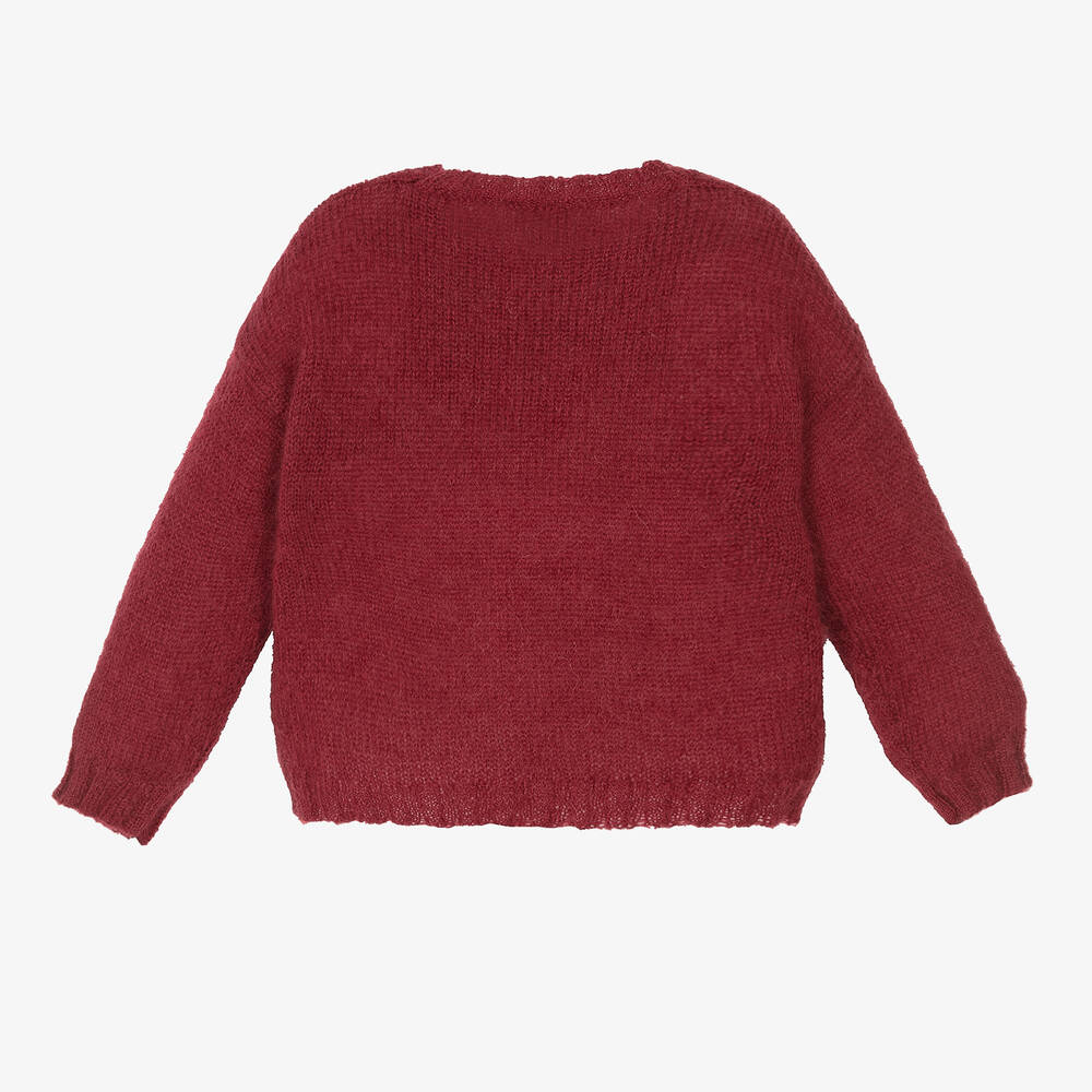Il Gufo Girls Red Mohair Star Sweater Childrensalon Outlet