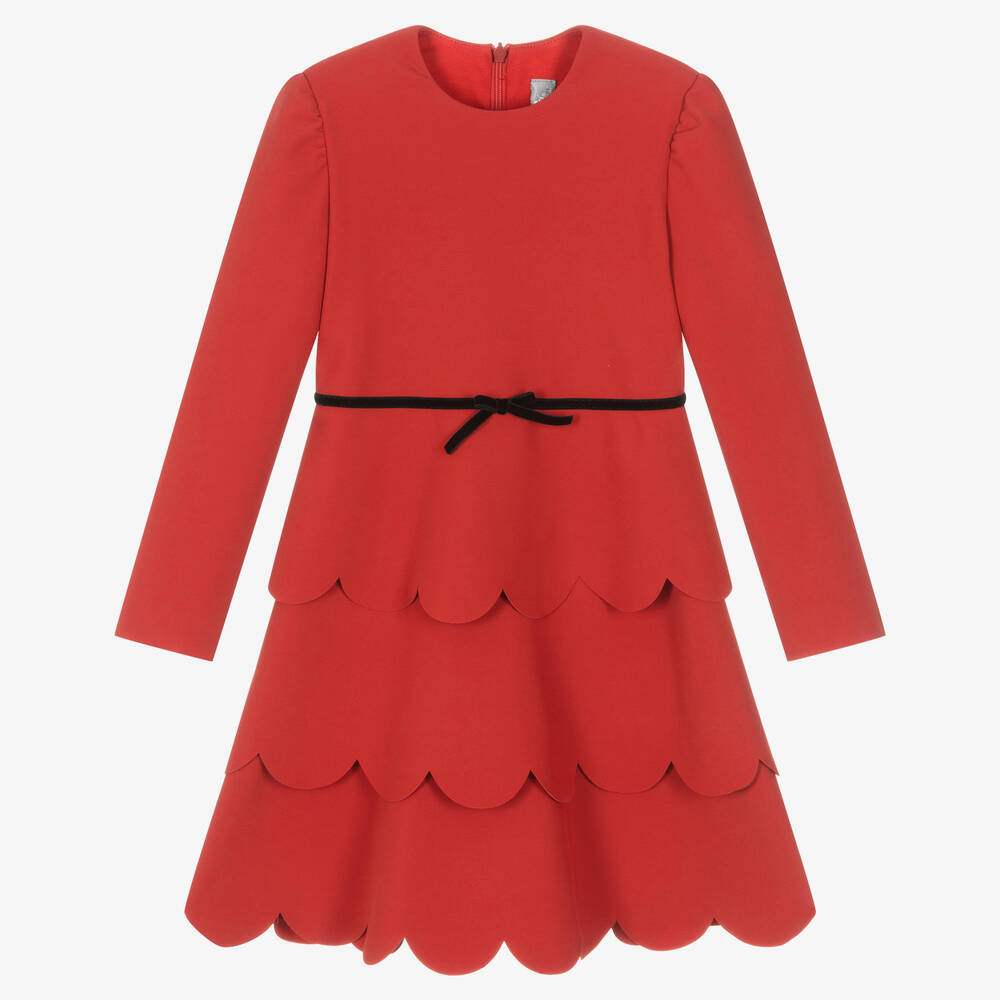 Il Gufo - Rotes Kleid mit Bogenkante | Childrensalon