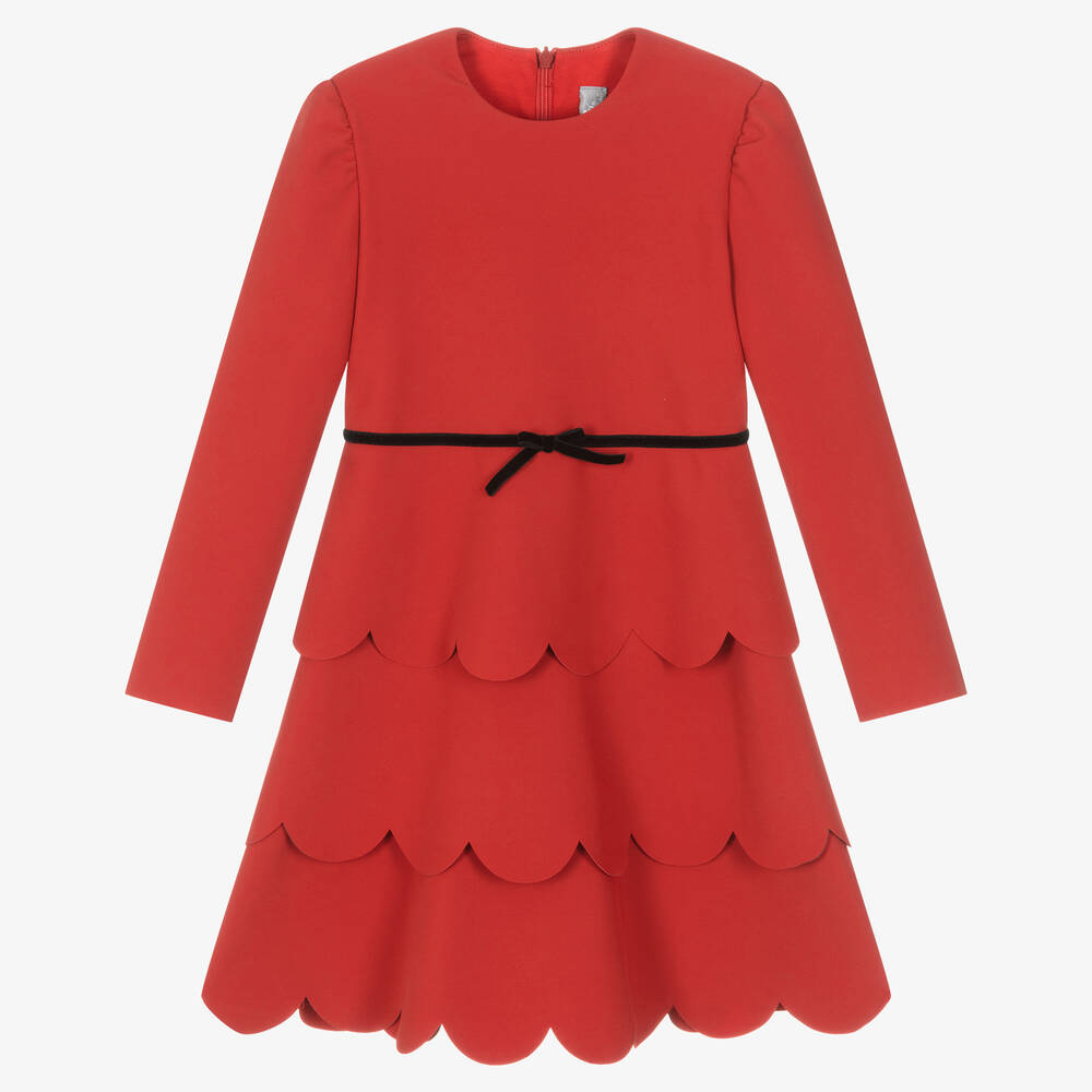 Il Gufo - Robe rouge festonnée fille | Childrensalon