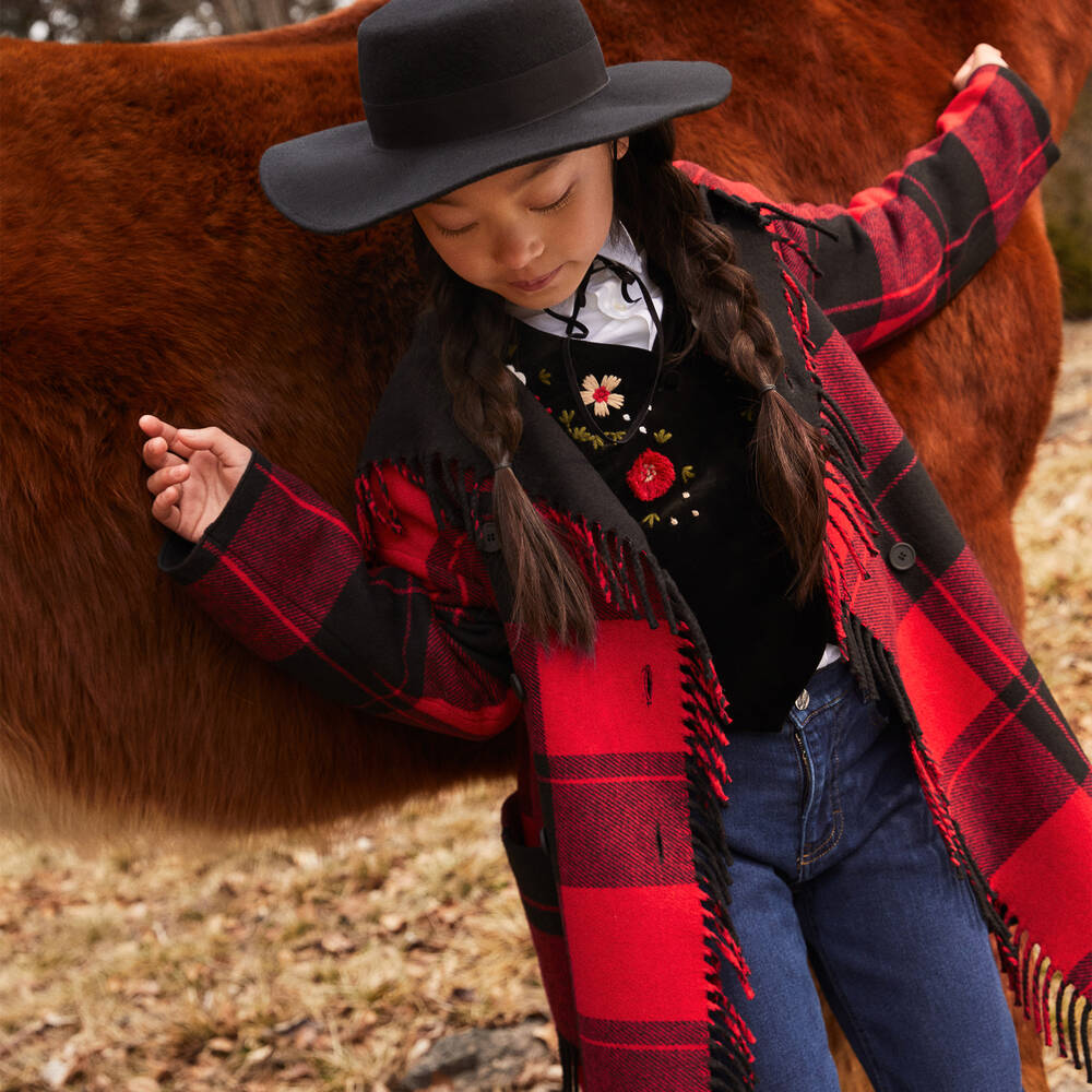 Girls tartan coat cheap