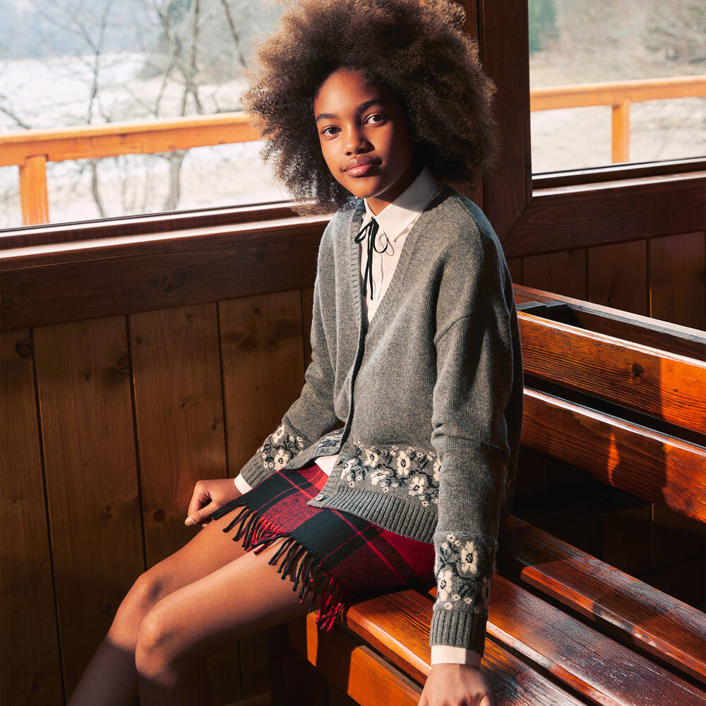 Il Gufo-Girls Red Tartan Check Wool Skirt | Childrensalon Outlet