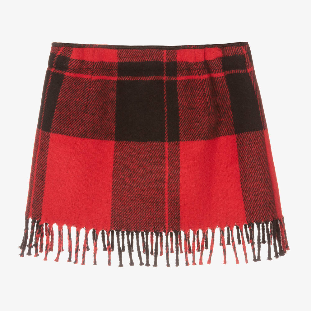 Il Gufo-Girls Red Tartan Check Wool Skirt | Childrensalon Outlet