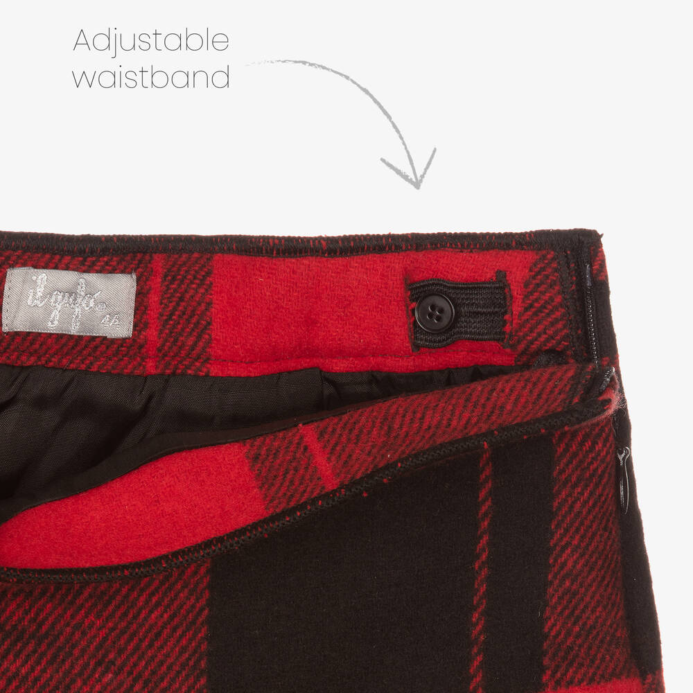 Il Gufo-Girls Red Tartan Check Wool Skirt | Childrensalon Outlet