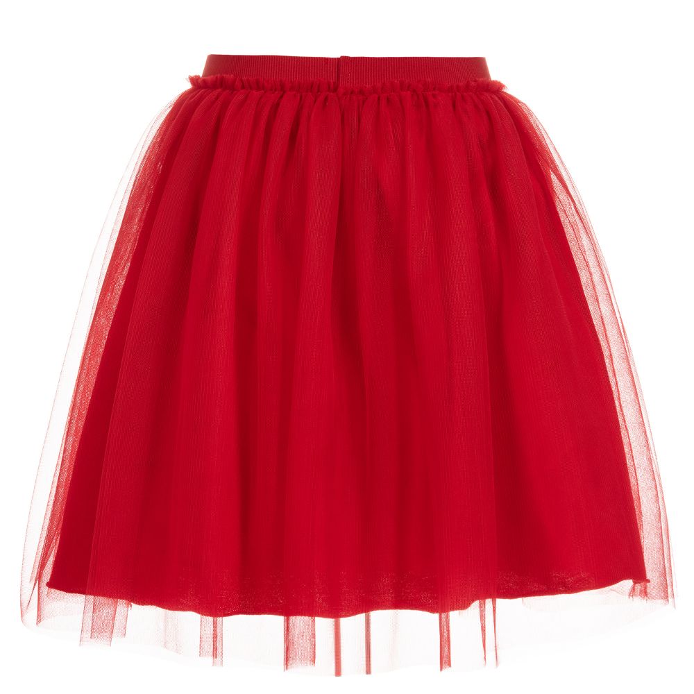 red tulle mini skirt