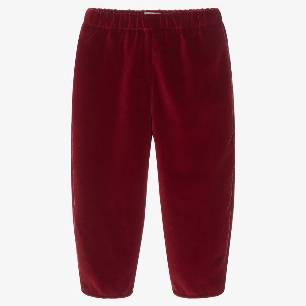 Il Gufo - Girls Red Velour Trousers | Childrensalon