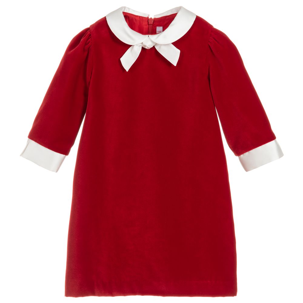 Il Gufo - فستان مخمل لون أحمر و عاجي | Childrensalon
