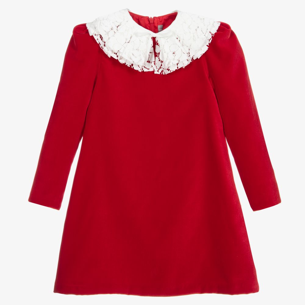 Il Gufo - Rotes Samtkleid für Mädchen | Childrensalon