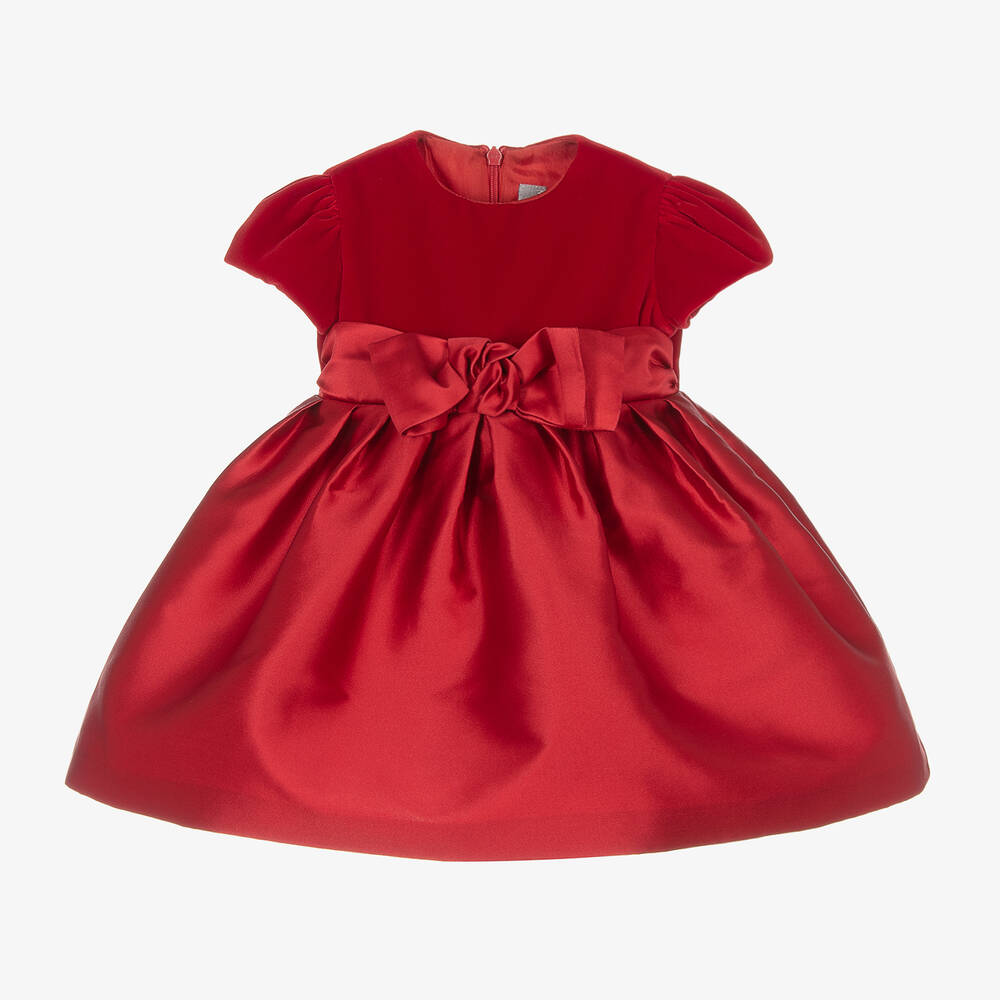 Il Gufo - Girls Red Velvet & Taffeta Dress | Childrensalon