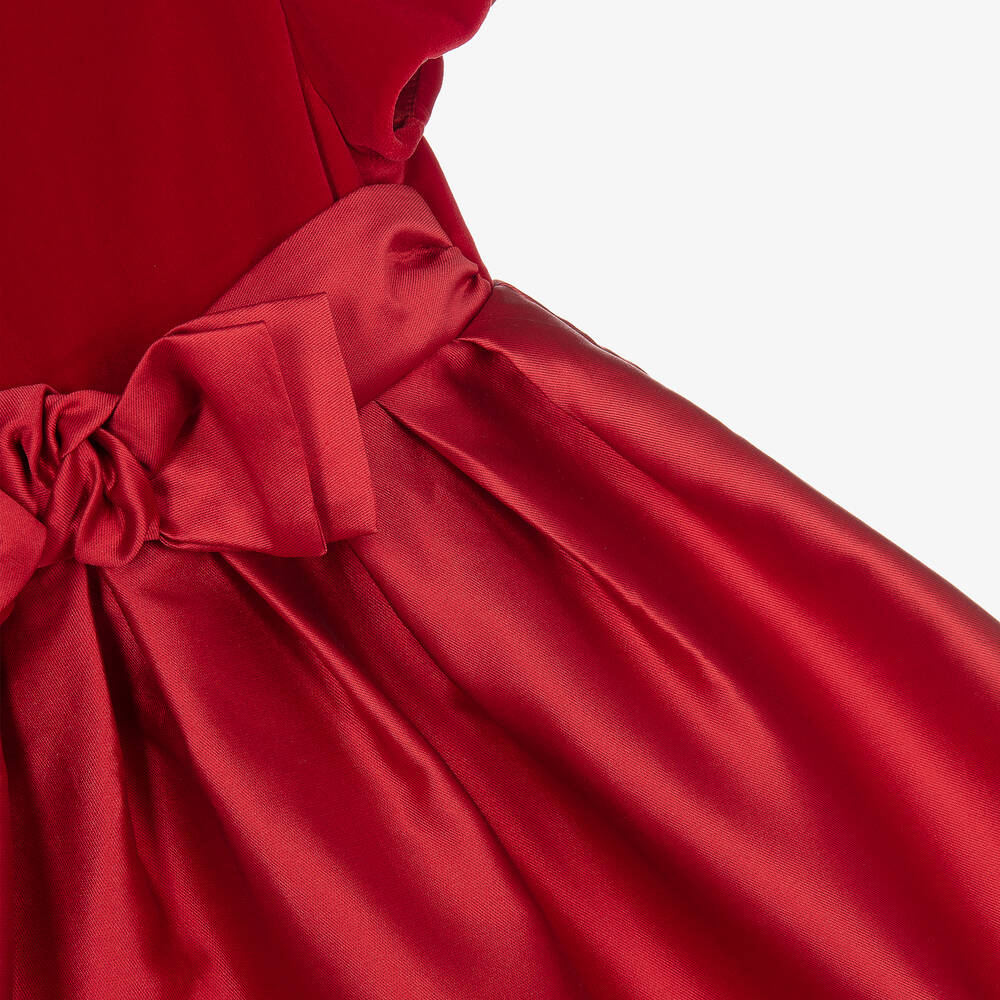 Il Gufo-فستان مخمل وتافتا لون أحمر أطفال بناتي | Childrensalon Outlet