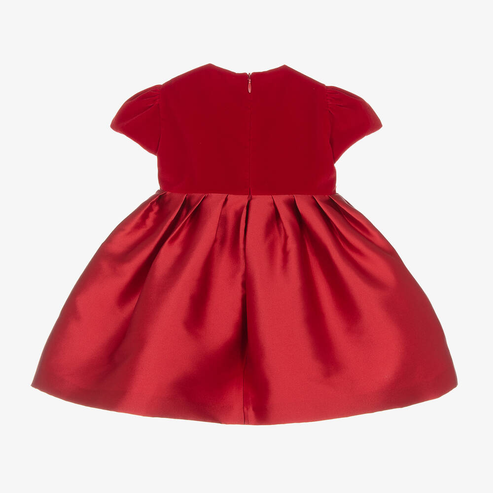 Il Gufo-فستان مخمل وتافتا لون أحمر أطفال بناتي | Childrensalon Outlet